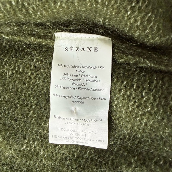 Sezane Andrew Cardigan Perfect Green/ Ecru - Size S - Picture 4 of 11